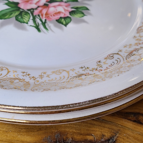 Tudor Rose 6" 4 Antique Dinner Plates - Picture 3 of 4